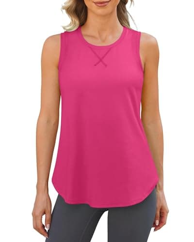 G4Free Gym Tops for Women Athletic Racerback Workout Tank Lightweight Running Shirt Sleeveless Quick Dry Exercise Wear (Hot Pink,S) - Image 1