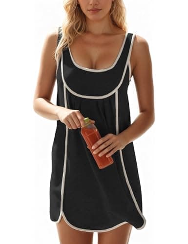 geabal Womens Anthropologies Dresses People Athletic Dress Free Anthropologies Dupes Summer Tennis Dress 2026 Sleeveless Backless Mini Practice Daily Dresses Casual Golf Sundress Black - Image 1