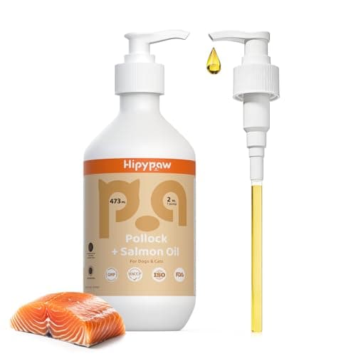 Hipypaw Fish Oil Omega 3 for Dogs: Salmon & Pollock Oil for Dog and Cat - Defense Liquid Supplement for Skin, Coat Brain, Hip, Joint and Heart Health - Omega Oil for Pet(16OZ) - Image 1
