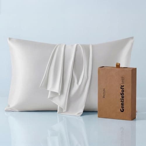 Bedsure Cooling Pillow Cases, Softer Than Silk Pillow Cases, Grey Silky Pillowcases Standard Set of 2 with Zipper, Infused 3% HA & Ceramides to Hydrate Skin, Gifts for Women, 20"x26" - Image 1