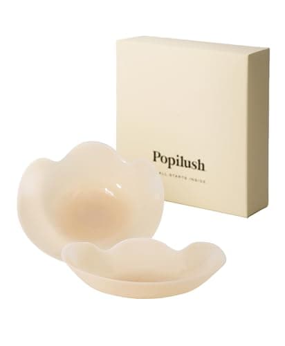 Popilush Nipple Covers, Pasties - Silicone Reusable Sticky Bra, Cute Cat Paw Shape, Seamless Adhesive with Ultra-Thin Edge Size L Color Crème - Image 1
