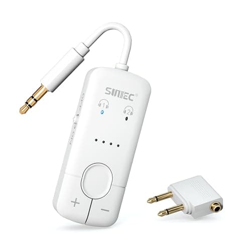 Sunitec Bluetooth Audio Transmitter for Airplane: Bluetooth 5.3 Adapter Supports 2 Headphones or AirPods with AptX Adaptive - 3.5mm AUX Wireless Adapter for Airplane Travel Gym Tablets TV - Image 1