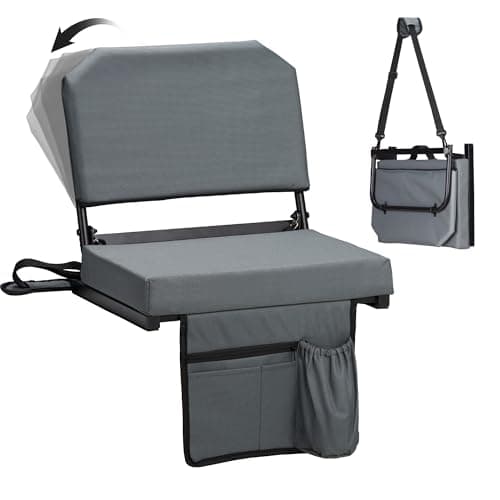 Dragosum Stadium Seats with Back Support Swivel, Bleacher Chairs with Shoulder Strap & Cup Holder, Upholstered Portable Folding Bleacher Seats - Image 1