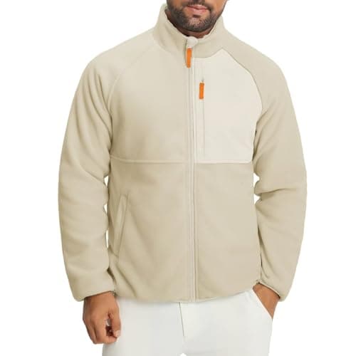 M MAELREG Mens Fleece Jacket Lightweight Soft Shell Warm Golf Jackets Winter Outdoor Tactical Hiking Casual Coat - Image 1