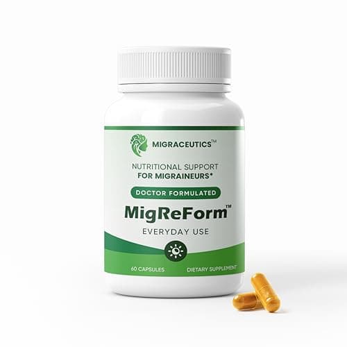 MigReForm – Doctor Formulated Nutritional Supplement and Migraine Wellness Support - Natural Migraine Health Formula with Magnesium, Vitamin B2 & CoQ10-60 Capsules for Women & Men - Image 1