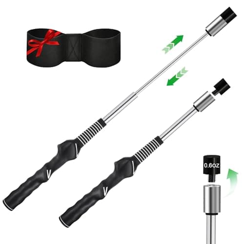 UYCCIMB Retractable Golf Swing Trainer, Portable Golf Grip Trainer Right Hand with Practice Golf Club Weights for Enhance Swing Technique, Beginners Tempo Trainer for Chipping Hitting