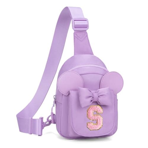 Viverte Birthday Gifts for Girl Easter Gifts Trendy Personalized Initial Crossbody Sling Bag Fanny Packs for Girls for Travel (Lavender-S) - Image 1