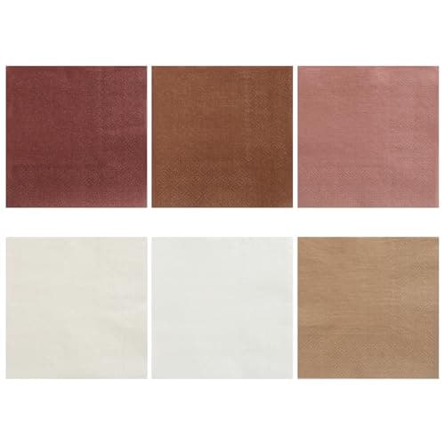 NatNarr 120 Pcs Brown Napkins, 6 Color Brown Cocktail Napkins Disposable Square Dessert Beverage Napkin Small Paper Napkin for Bridal Baby Shower, Wedding, Birthday, 5inch