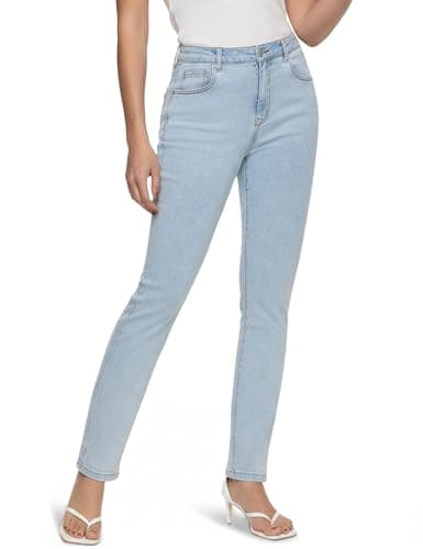 ZPIUO Women's High Waisted Tummy Control Skinny Jeans - Stretchy Butt Lifting Slim Fit Denim Pants with Pockets | Trendy 2025 Ice Blue