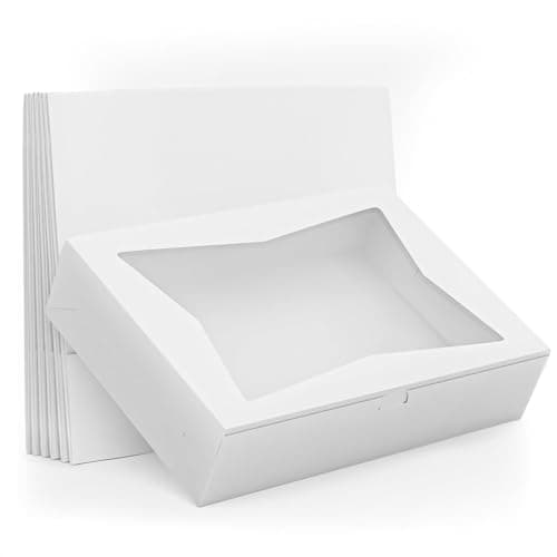 10 Pcs Cake Box with Window 19x14 – Rectangular Half Sheet Cake Box Glossy Finish – Bakery Boxes for Cakes, Cupcakes and Pastries – Cardboard Packaging for Transport, Storage and Dessert Presentation - Image 1