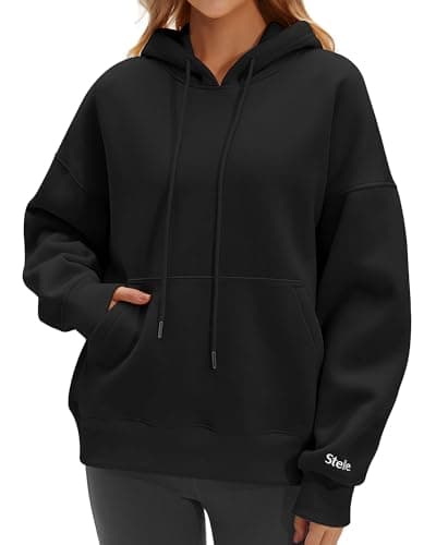 Stelle Womens Oversized Hoodies Fleece Sweatshirts Fall Fashion 2026 Pullover Sweaters Winter Clothes Black Large - Image 1