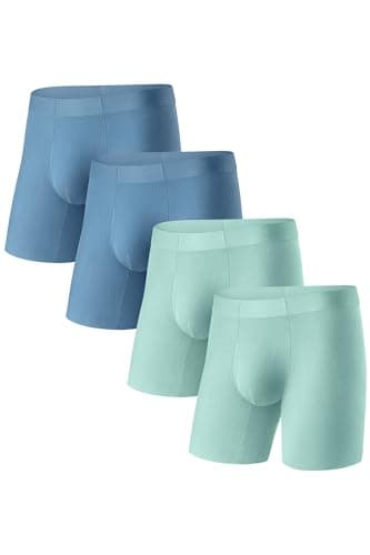 GOOTUCH Men's Breathable Cool Underwear, Moisture Wicking Quick Dry Boxer Briefs, Stretch Seamless & Thin Waistband(2 Grey Blue, 2 Green,XX-Large) - Image 1