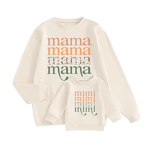 Ladicme Mommy and Me Matching Outfits Long Sleeve Crewneck Pullover Tops Graphic Family Sweatshirts Mom and Baby Clothes - Image 1