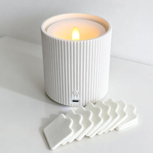 Waterless Diffuser for Essential Oil,Flameless Candle Diffuser,LED Candle Waterless Diffuser,3D Wick and Realistic Candle Flame Diffuser with 12PCS Cotton Pads - Image 1