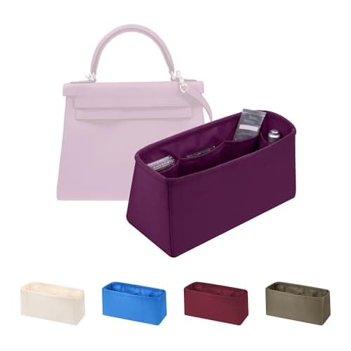 Women's Purse Organizer Insert - Satin & Lightweight Fabric with Inside Pockets, Portable for Commute, Travel, Shopping, and Evening, Multicolor Options, Fits for Kelly 32(Anemone, KL32 Retourné) - Image 1