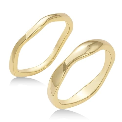 Fimewon Gold Rings for Women Non Tarnish Stackable Rings Simple Promise Bands Thank You Gifts for Women Gold Jewelry Size 7 - Image 1
