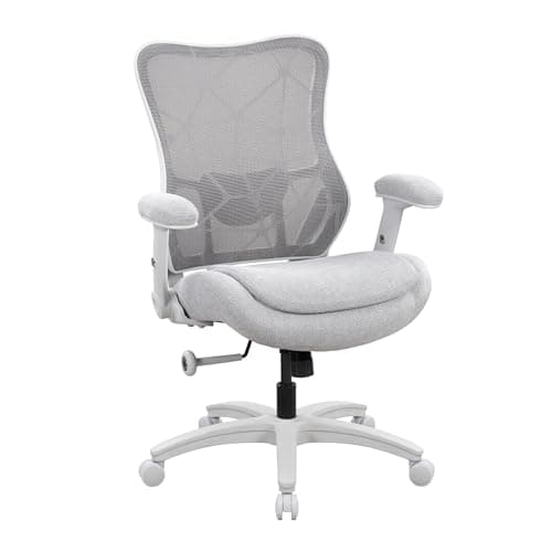 WITTLONG Big and Tall Office Chair 500lbs Heavy Duty Ergonomic Mesh Desk Chair with 23.6" Extra Wide Seat, 29.5" High Back, Adjustable Lumbar Support & Flip-Up Arms for Large Body Types(Light Gray) - Image 1
