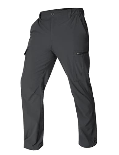 MOURCE Lightweight Hiking Pants Men Quick Dry - Waterproof Cargo Pants for Men Golf Travel Trekking, Grey - Image 1