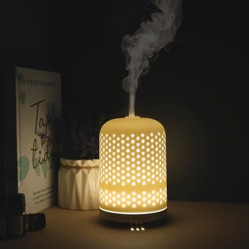 Onaboviva Essential Oil Diffuser - 2.4MHz Ultrasonic Ceramic Diffuser for Home, 120ml, Pulse&Continuous Mist, Bright/Dim/Breathing Lighting, Waterless Auto-Off, Aromatherapy Diffuser with USB Cable - Image 1