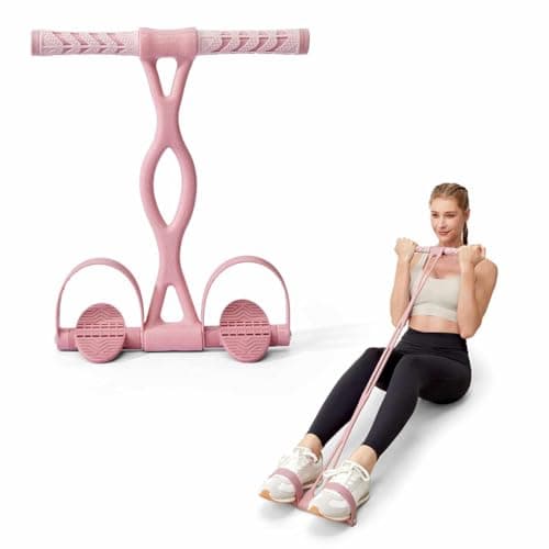 YOTTOY Pedal Resistance Band, Thick Elastic Tension Rope with Handles, Sit-Up Pull Rope Fitness Equipment for Leg, Arm, Abs, Waist, Home Gym & Yoga Training for Women & Men (Pink, 35 pounds) - Image 1