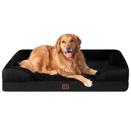 EHEYCIGA Orthopedic Dog Beds for Extra Large Dogs, Waterproof Memory Foam XL Dog Bed with Sides, Non-Slip Bottom and Egg-Crate Foam Big Pet Couch Bed with Washable Removable Cover, Black - Image 1