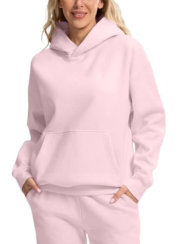 Hoodies for Women Oversized Fleece Sweatshirt with Pocket Loose Fit Casual Athletic Workout Pullover, Light Pink, XX-Large - Image 1