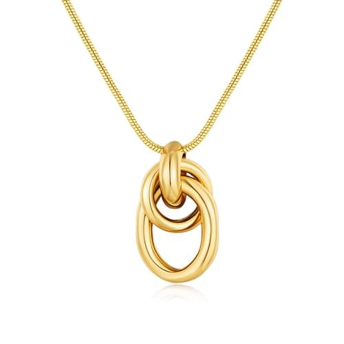 FILMOON Gold Knot Pendant Necklace for Women Dainty Gold Necklace 14K Gold Plated Knot Necklace Simple Gold Choker Necklaces for Women Trendy Jewelry Valentines Day - Image 1