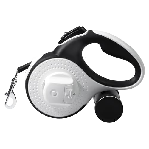 360° Tangle-Free Retractable Dog Leash 16 ft Heavy Duty Reflective Nylon Tape for Small to Medium Dogs Up to 60lbs,Soft Grip,Lock,Medium Size,White - Image 1