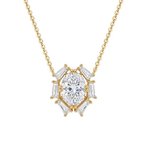 WEARON Gold Necklace for Women CZ Diamond Pendant Necklaces 14K Gold Plated Dainty Necklace Hypoallergenic Trendy Necklace Gift for Women - Image 1