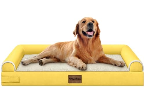Large Dog Bed Orthopedic Washable: Beds Bolster XL Bed Big XLarge Dogs Egg Crate Foam Couch Sofa Waterproof with Removable Cover - Ginger - Image 1