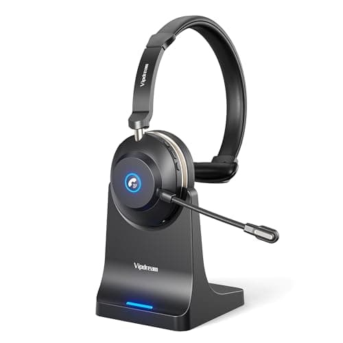 Vipdream Wireless Headset with Microphone for Work, Bluetooth 5.3 Computer Headset for Laptop, 45 Hours Battery Life & Mute Button, Headset with Mic for PC, iPhone, Zoom, Skype, Office & Home - Image 1