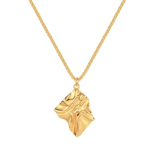 BENEIGE Gold Necklace for Women | Charm Necklace Chain with 14K Gold Plated | Irregular Gold Pendant with Rolo Chain - Image 1