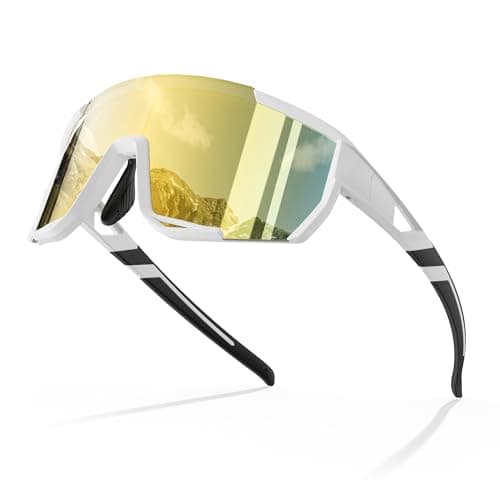 LANSWEE Polarized Sunglasses for Men, Sport Sunglasses Men,UV400 Protection for Running Fishing Driving Baseball Cycling,Bright White/Azure - Image 1