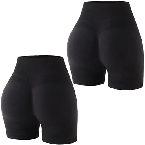 2 Pack High Waisted Shorts for Women,Tummy Control & Squat-Proof Workout Shorts with Smooth-Lining Design for Yoga,Running - Image 1