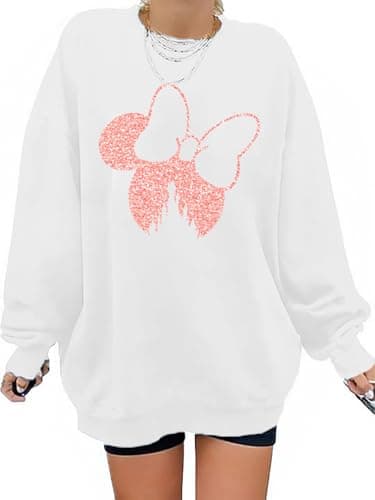 Ladicme Magical Sweatshirt Women Oversized Cute Graphic Pullover Casual Long Sleeve Blouse Tops White - Image 1