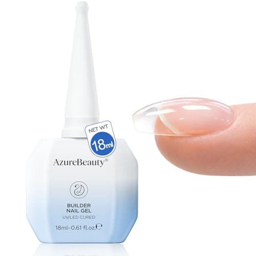 AZUREBEAUTY Clear Builder Gel for Nails, 18ml 7-in-1 Builder Gel for Extension, Strengthening, Apex Building & Rhinestone for Beginners & DIY Salon Manicure,LED & UV Lamp Needed - Image 1