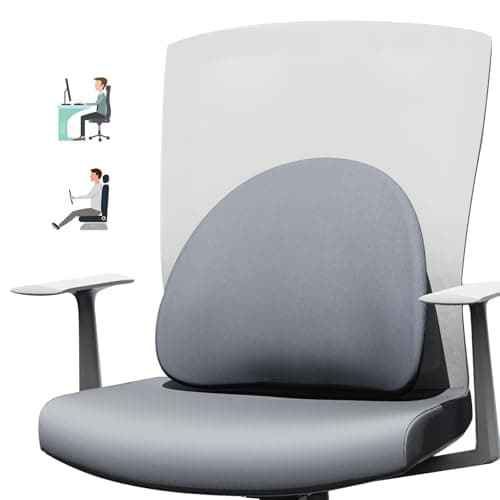 MXPOLY Lumbar Support Pillow for Office Chair & Car - All-Season Adaptive Memory Foam, Ergonomic Back Support for Lower Back Pain Relief, Stay-Put Non-Staining Silicone Grip (Gray) - Image 1