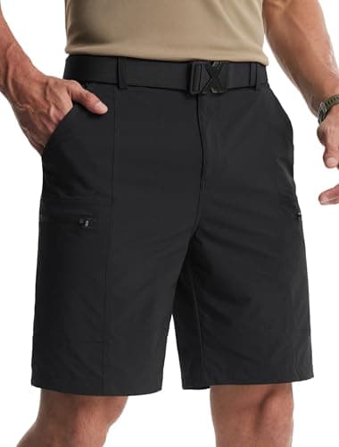 Libin Men's Hiking Cargo Shorts 9" Quick Dry Lightweight Travel Golf Shorts Outdoor with Multi Pockets, Black, 42W/9L - Image 1