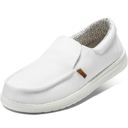 STQ Women's Slip on Sneakers with Arch Support Comfortable Canvas Loafers for All Day Standing White Floral Size 8.5 - Image 1