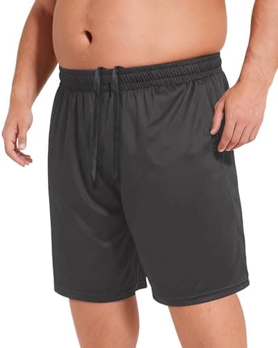 BOOJO Men's Big and Tall Athletic Shorts - Quick Dry Black Basketball Shorts with Pockets for Workout RunningActivewear(S-6XL) - Image 1