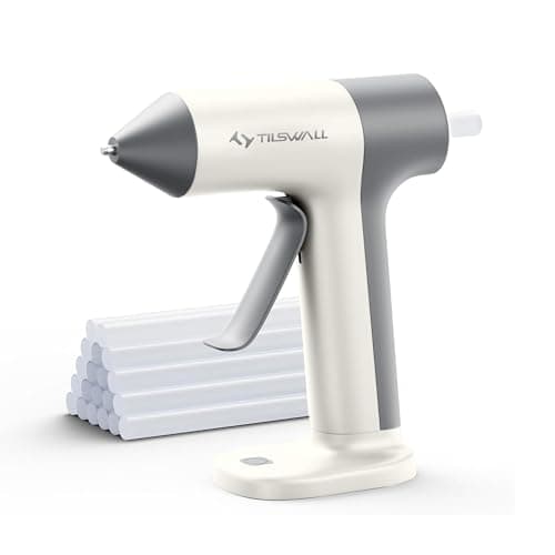 Tilswall Cordless Glue Gun, 4V Fast Preheating Hot Glue Gun with 20pcs Premius Glue Sticks(20x140mm), 2000mAh Type-c Rechargeable, Suitable for DIY Craft, Home Repaire – White - Image 1