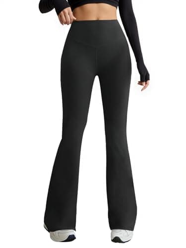 COPYLEAF Flare Leggings for Women High Waist Yoga Pants with Pockets Tummy Control Workout Gym Bootcut Leggings(Black XS) - Image 1