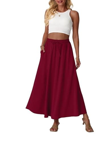 Lepunuo Floral Long Skirt Womens Casual Boho High Waisted Spring Trendy Cute Maxi Skirts with Pockets - Image 1