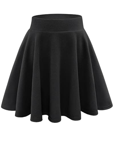 Stelle Women's Casual Skort with Shorts Basic Versatile Stretchy Flared Pleated Skater Mini Skirts (Black, M) - Image 1