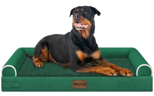 NANUYA Large Dog Bed Orthopedic Washable: Beds Bolster XXL Bed Big XLarge Dogs Egg Crate Foam Sofa Couch Waterproof Removable Cover - Emerald - Image 1
