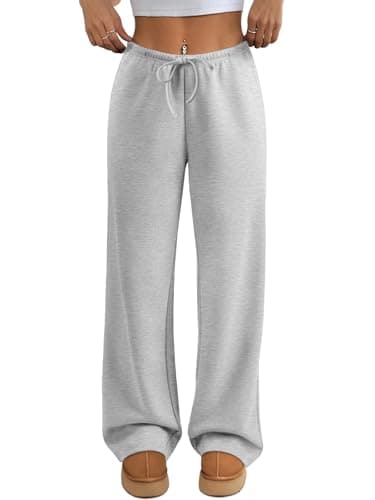 ATHMILE Womens Sweatpants Wide Leg Barrel Pants Baggy Joggers Low Waist Fall Fashion Winter Clothing Pockets 2026 Grey - Image 1