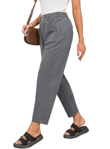 Dokotoo 2026 Linen Pants for Women Breathable Womens Baggy Trendy Fashion Cotton Capri Pants Ankle Length High Waisted Harem Trouser Teacher Outfits for Women Fall Clothes Gray M - Image 1
