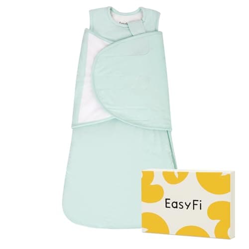 EasyFi Baby Sleep Sack Swaddle 1.0 TOG Rayon Made from Bamboo Infant Sleep Sack 3-6 Months, 4-Way Adjustable Transitional Swaddle with Removable Wings, 2-Way Zipper Unisex Wearable Blanket