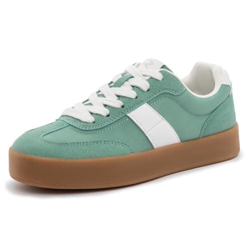 Rihero Platform Sneakers for Women Fashion Retro Green Sneakers Spring Ladies Comfortable Tennis Walking Shoes Size 8 - Image 1