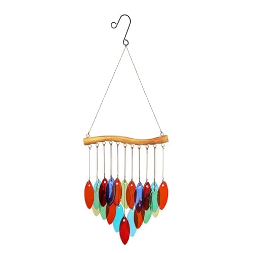 Color Leave Glass Wind Chimes for Outside, Fall Leaves Windcmes Outdoors Unique Suncatcher, Small Sea Glass Art Wind Chimes Outdoor Gifts for Women, Hanging Outdoor Garden Christmas Decoration Gift - Image 1